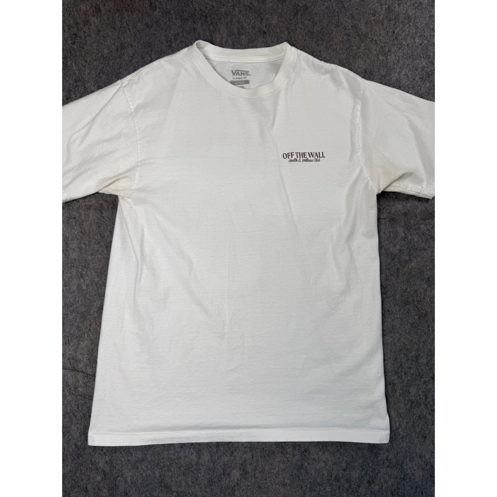 Vans Health & Wellness Club Graphic T-Shirt Mens Medium White Off The Wall Tee